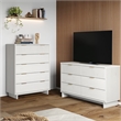 2-Piece Granville Solid Wood Tall Chest and Double Dresser Set in White