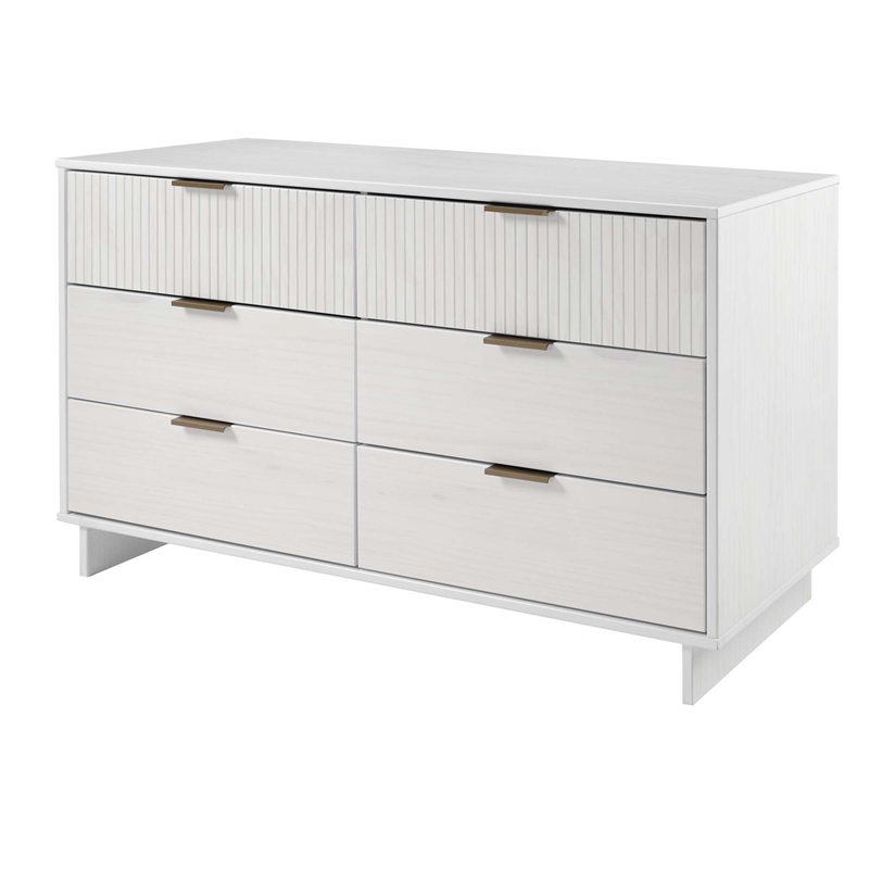 2-Piece Granville Solid Wood Tall Chest and Double Dresser Set in White