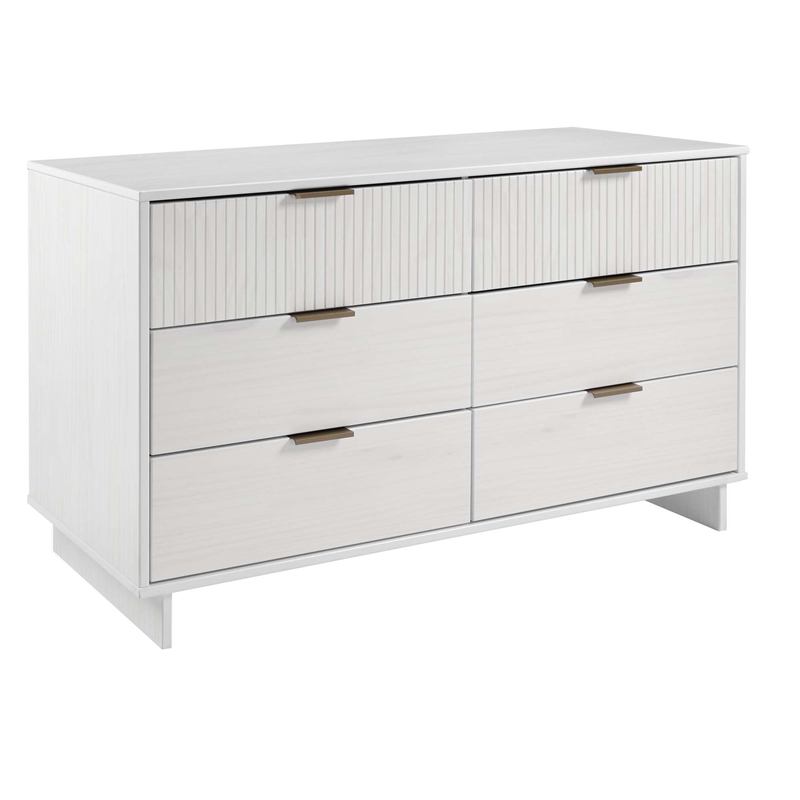 2-Piece Granville Solid Wood Tall Chest and Double Dresser Set in White