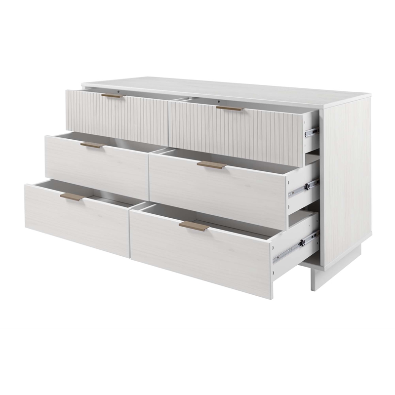 2-Piece Granville Solid Wood Tall Chest and Double Dresser Set in White