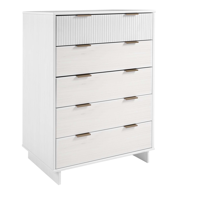 2-Piece Granville Solid Wood Tall Chest and Double Dresser Set in White