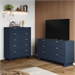 2-Piece Granville Solid Wood Tall Chest and Double Dresser Set in Midnight Blue