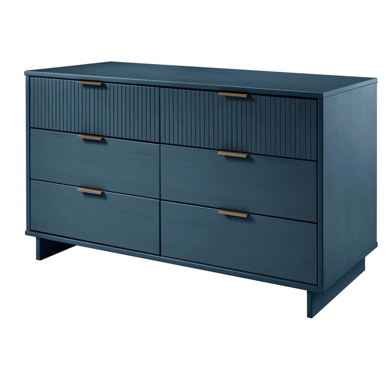 2-Piece Granville Solid Wood Tall Chest and Double Dresser Set in Midnight Blue