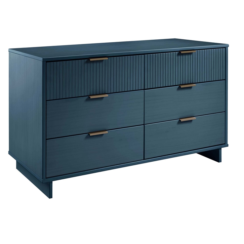 2-Piece Granville Solid Wood Tall Chest and Double Dresser Set in Midnight Blue