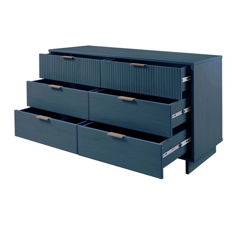 2-Piece Granville Solid Wood Tall Chest and Double Dresser Set in Midnight Blue