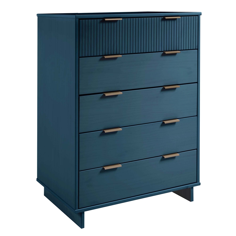 2-Piece Granville Solid Wood Tall Chest and Double Dresser Set in Midnight Blue