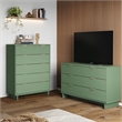 2-Piece Granville Solid Wood Tall Chest and Double Dresser Set in Sage Green