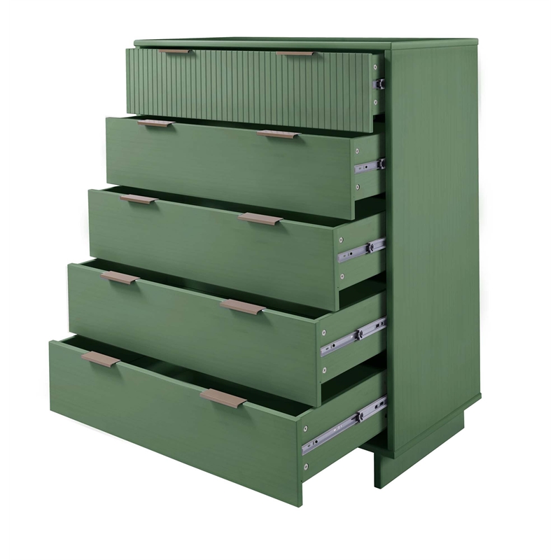 2-Piece Granville Solid Wood Tall Chest and Double Dresser Set in Sage Green