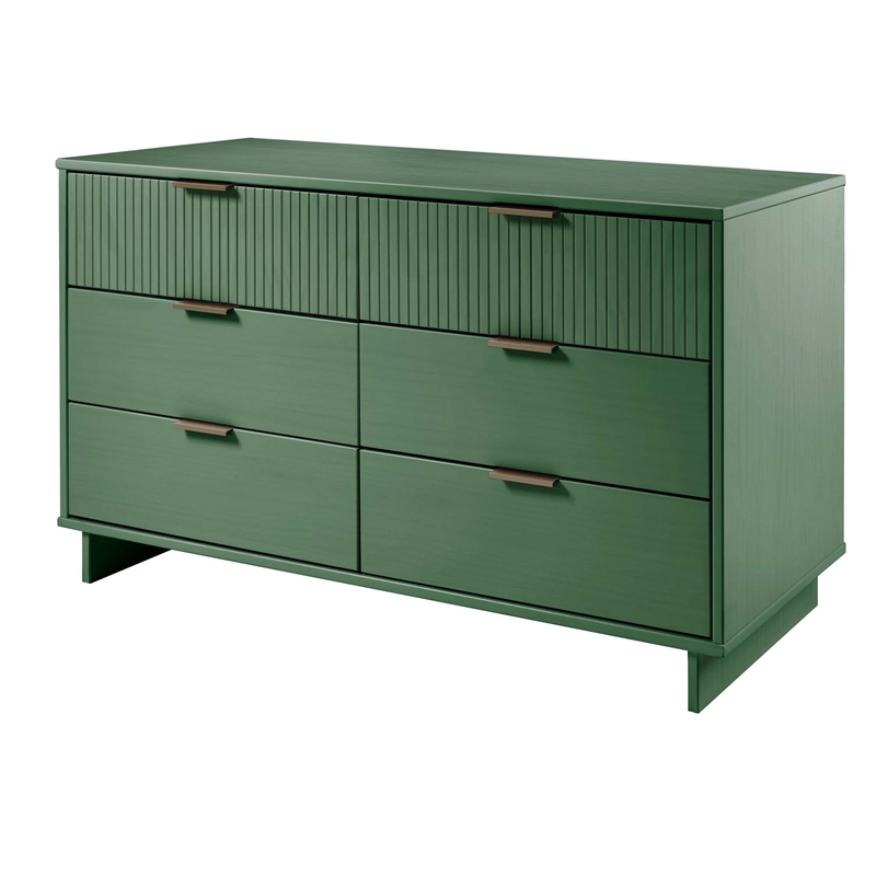2-Piece Granville Solid Wood Tall Chest and Double Dresser Set in Sage Green
