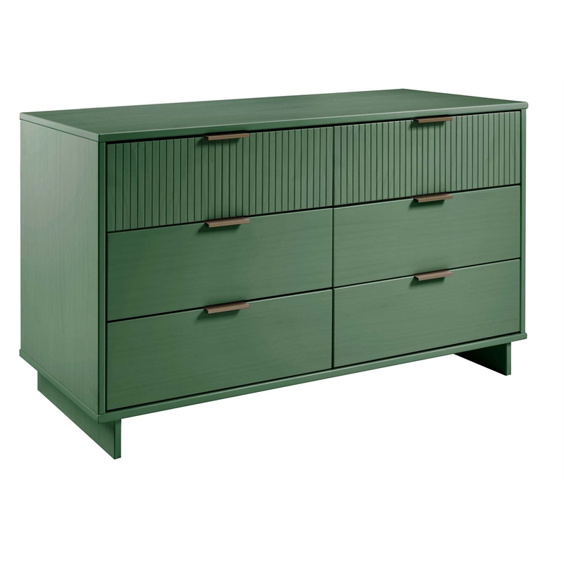 2-Piece Granville Solid Wood Tall Chest and Double Dresser Set in Sage Green