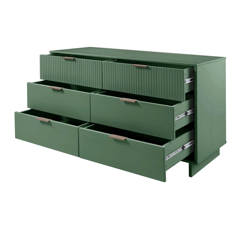 2-Piece Granville Solid Wood Tall Chest and Double Dresser Set in Sage Green