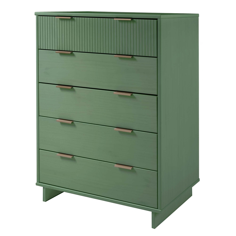 2-Piece Granville Solid Wood Tall Chest and Double Dresser Set in Sage Green