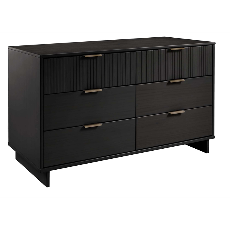 2-Piece Granville Solid Wood Tall Chest and Double Dresser Set in Black