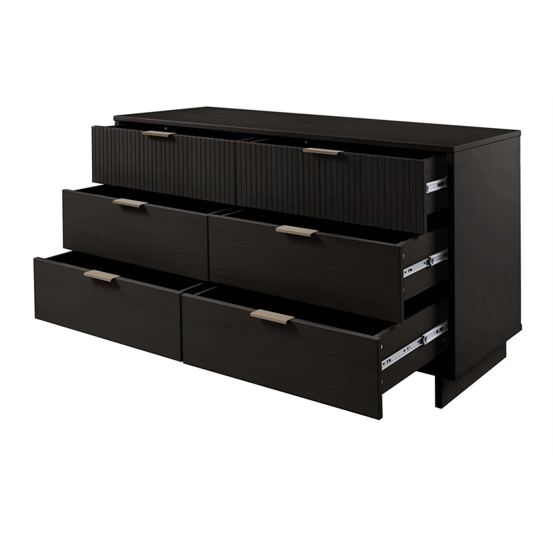 2-Piece Granville Solid Wood Tall Chest and Double Dresser Set in Black
