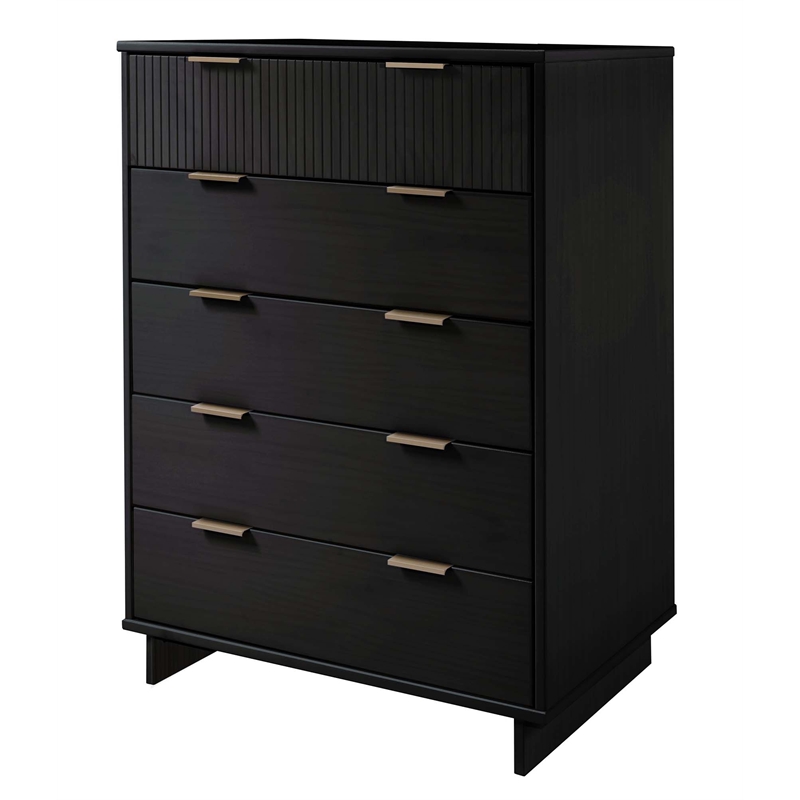 2-Piece Granville Solid Wood Tall Chest and Double Dresser Set in Black