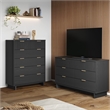 2-Piece Granville Solid Wood Tall Chest and Double Dresser Set in Dark Gray