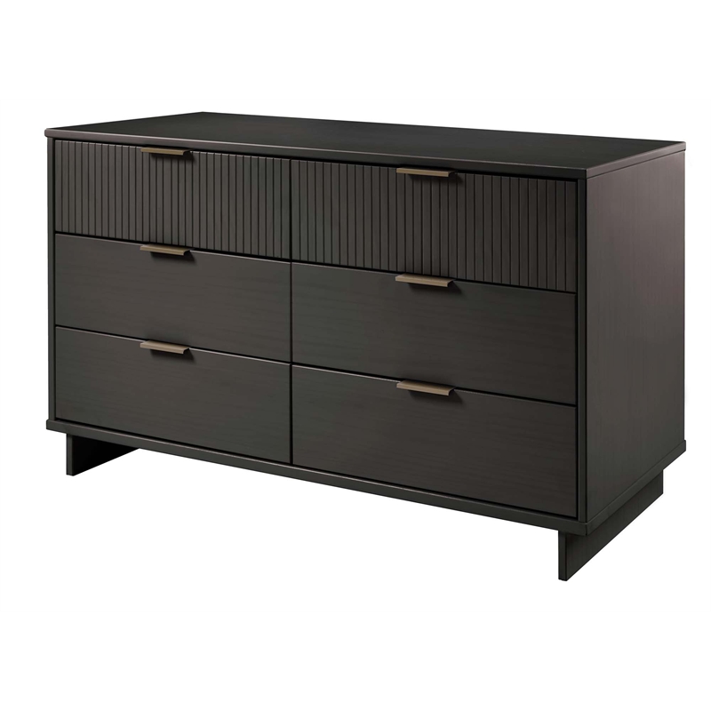 2-Piece Granville Solid Wood Tall Chest and Double Dresser Set in Dark Gray