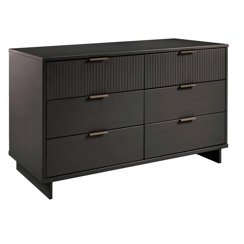 2-Piece Granville Solid Wood Tall Chest and Double Dresser Set in Dark Gray