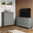 2-Piece Granville Solid Wood Tall Chest and Double Dresser Set in Light Gray