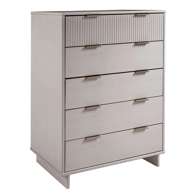 2-Piece Granville Solid Wood Tall Chest and Double Dresser Set in Light Gray