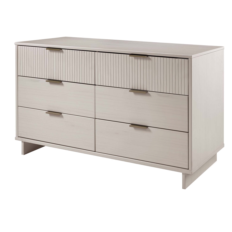 2-Piece Granville Solid Wood Tall Chest and Double Dresser Set in Light Gray