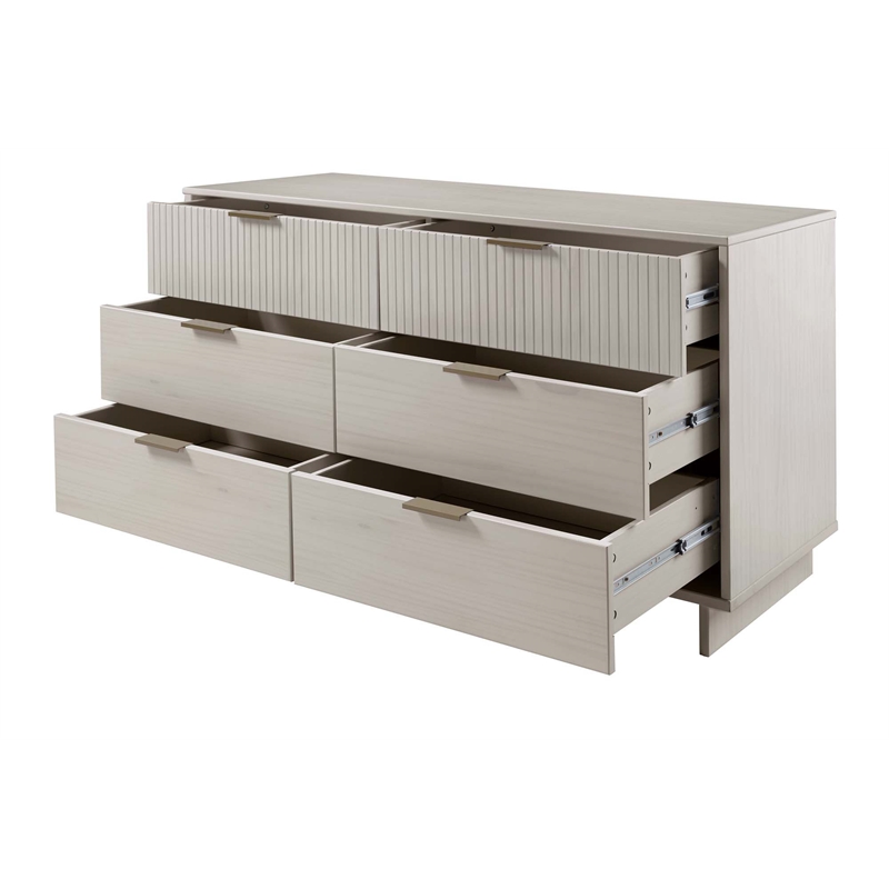 2-Piece Granville Solid Wood Tall Chest and Double Dresser Set in Light Gray