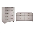 2-Piece Granville Solid Wood Tall Chest and Double Dresser Set in Light Gray