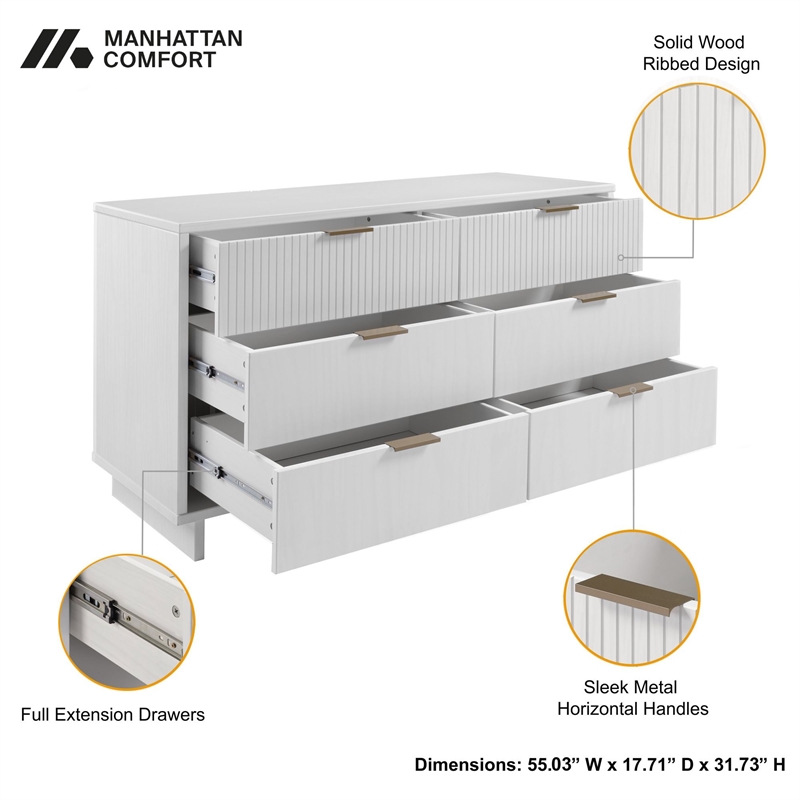 3-Piece Granville Chest Dresser & Nightstand Set from Solid Wood in White