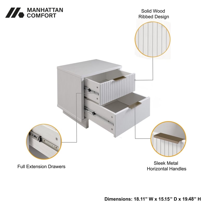 3-Piece Granville Chest Dresser & Nightstand Set from Solid Wood in White