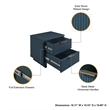 3-Piece Granville Chest Dresser & Nightstand Set from Solid Wood - Midnight Blue