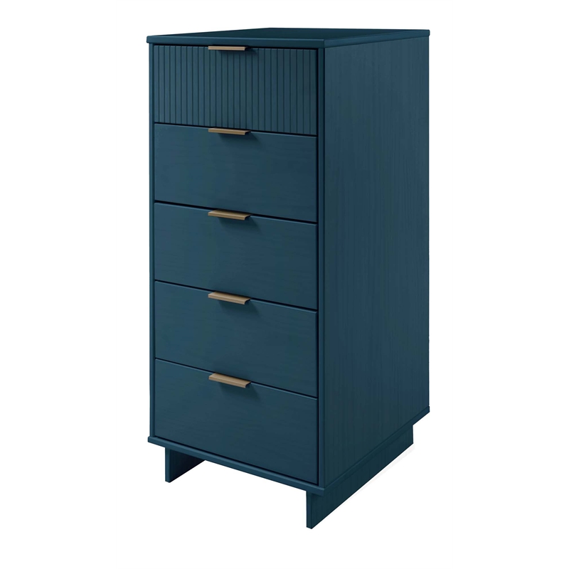 3-Piece Granville Chest Dresser & Nightstand Set from Solid Wood - Midnight Blue
