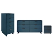 3-Piece Granville Chest Dresser & Nightstand Set from Solid Wood - Midnight Blue