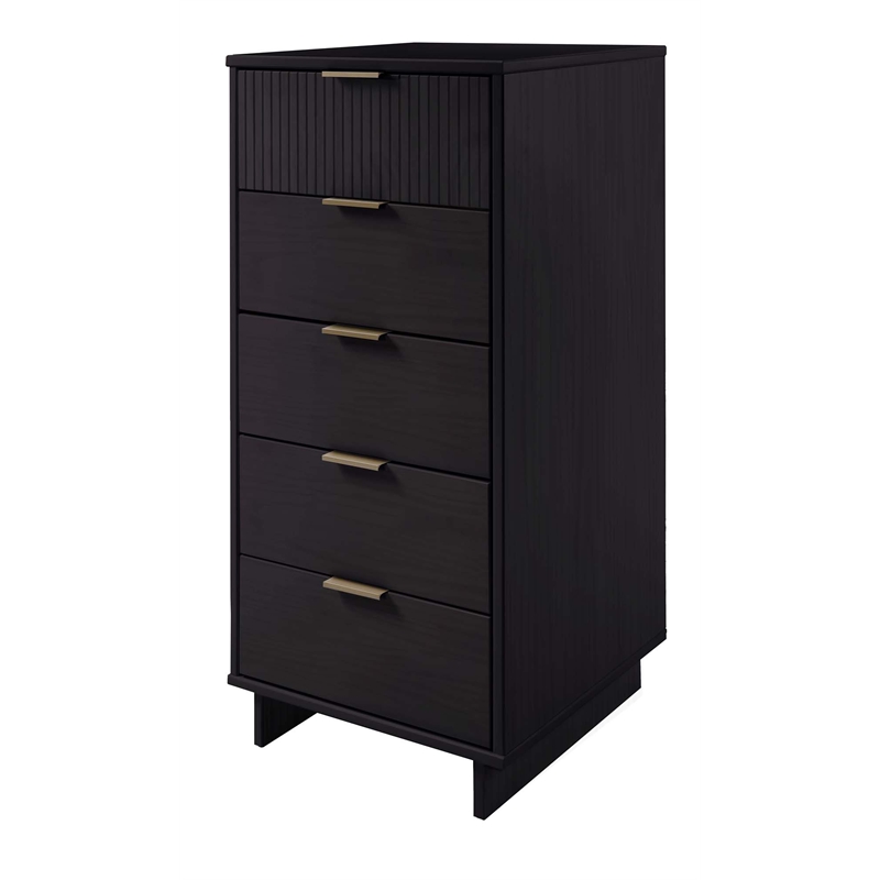 3-Piece Granville Chest Dresser & Nightstand Set from Solid Wood in Black