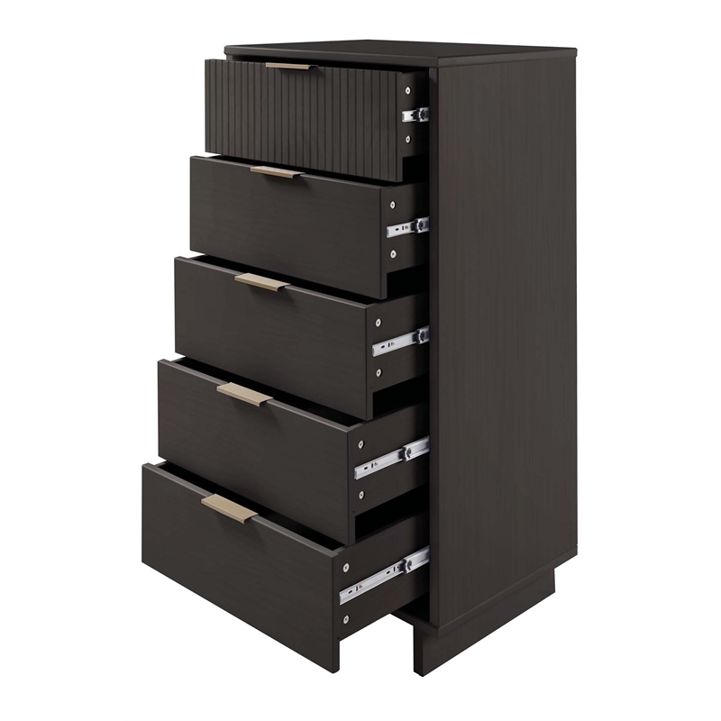 3-Piece Granville Chest Dresser & Nightstand Set from Solid Wood in Dark Gray