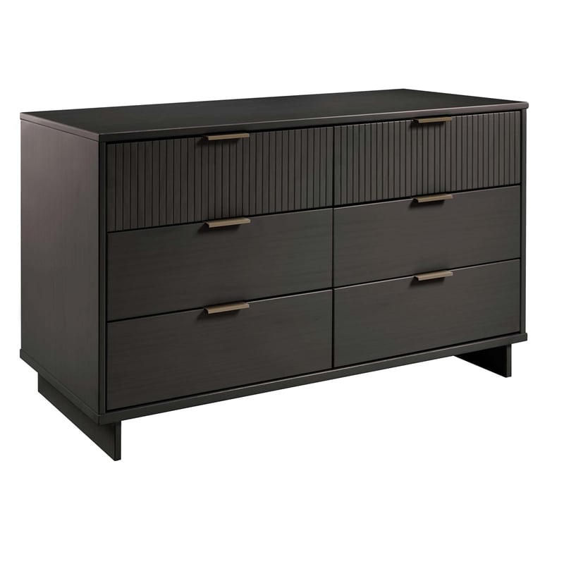 3-Piece Granville Chest Dresser & Nightstand Set from Solid Wood in Dark Gray