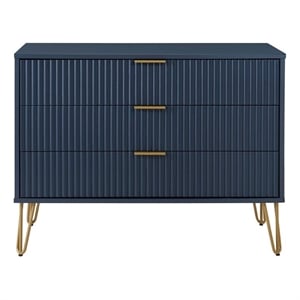DUMBO Modern Engineered Wood Dresser with 3-Drawers in Midnight Blue