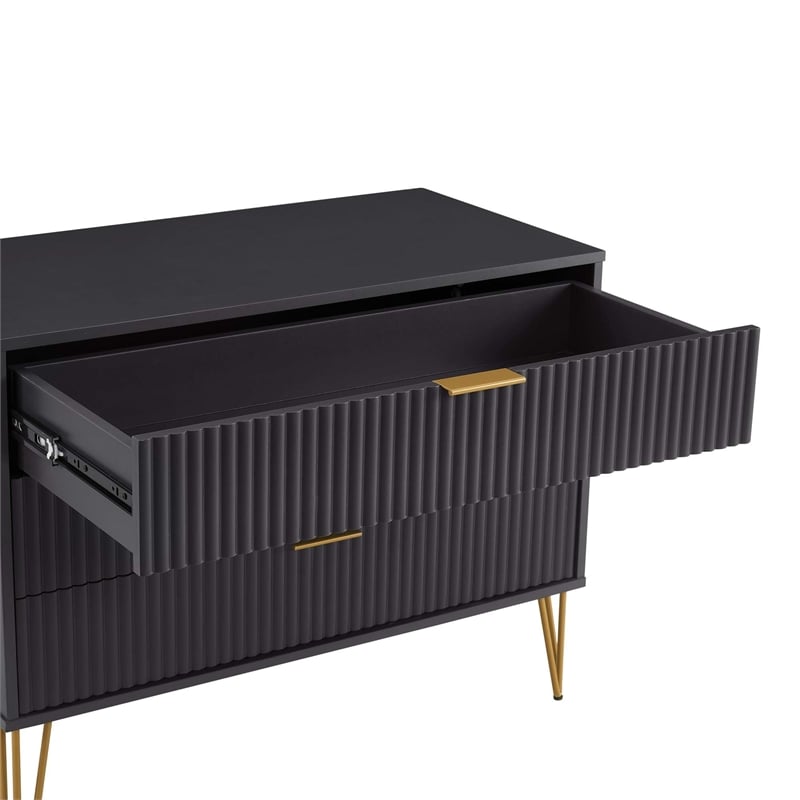 DUMBO Modern Engineered Wood Dresser with 3-Drawers in Black
