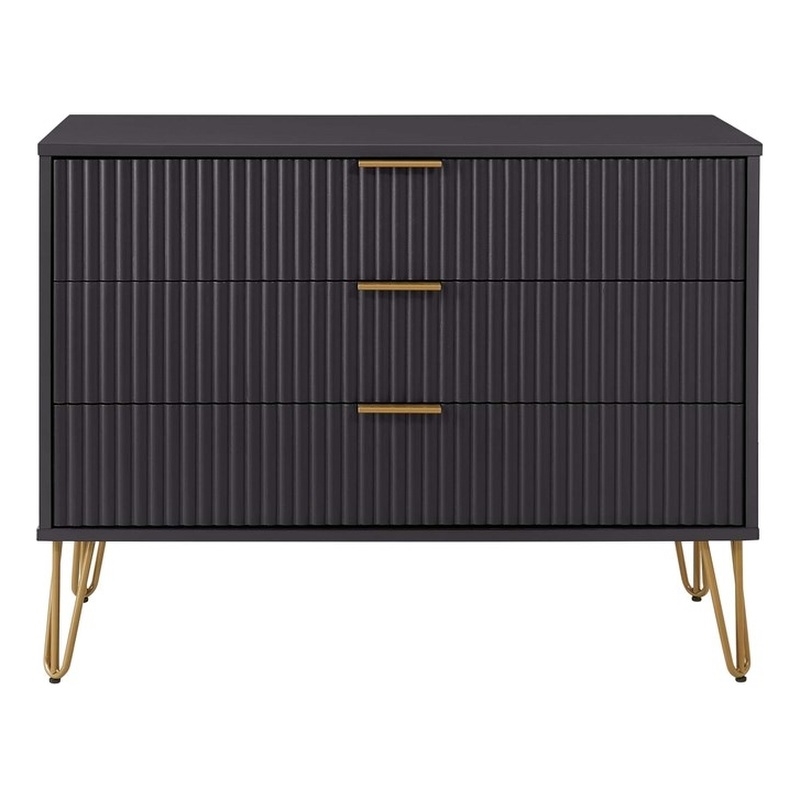DUMBO Modern Engineered Wood Dresser with 3-Drawers in Black