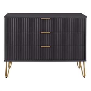 DUMBO Modern Engineered Wood Dresser with 3-Drawers in Black