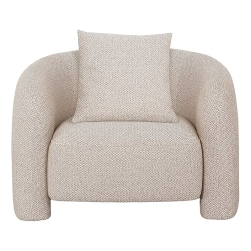Modern Sylvia Tweed Accent Chair with Accent Pillow in Gold Dust