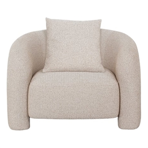 Modern Sylvia Tweed Accent Chair with Accent Pillow in Gold Dust