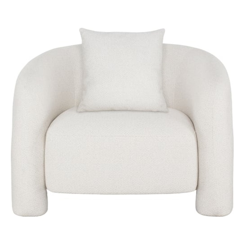 Modern Sylvia Tweed Accent Chair with Accent Pillow in Beige