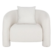 Modern Sylvia Tweed Accent Chair with Accent Pillow in Beige