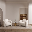 Modern Sylvia Tweed Accent Chair with Accent Pillow in Beige - Set of 2