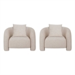 Modern Sylvia Tweed Accent Chair with Accent Pillow in Gold Dust - Set of 2