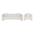 2-Piece Modern Sylvia Tweed Sofa & Accent Chair with Accent Pillows in Beige