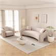 2-Piece Modern Sylvia Tweed Sofa & Accent Chair with Accent Pillows in Gold Dust