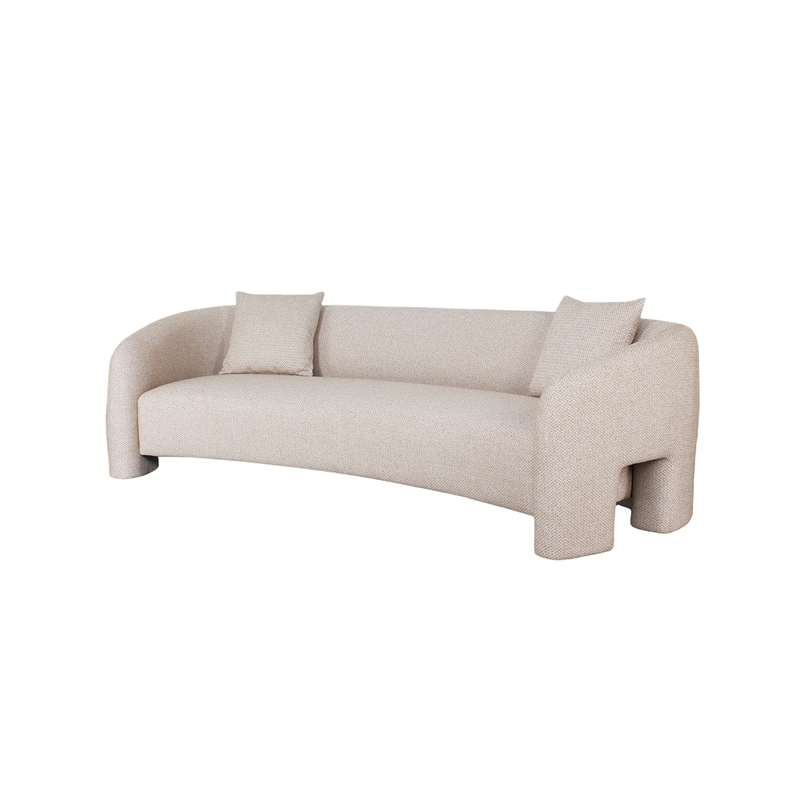 2-Piece Modern Sylvia Tweed Sofa & Accent Chair with Accent Pillows in Gold Dust