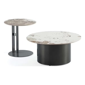 Manhattan Comfort Alondra 2-Piece Modern Coffee Table and End Table Set in Black
