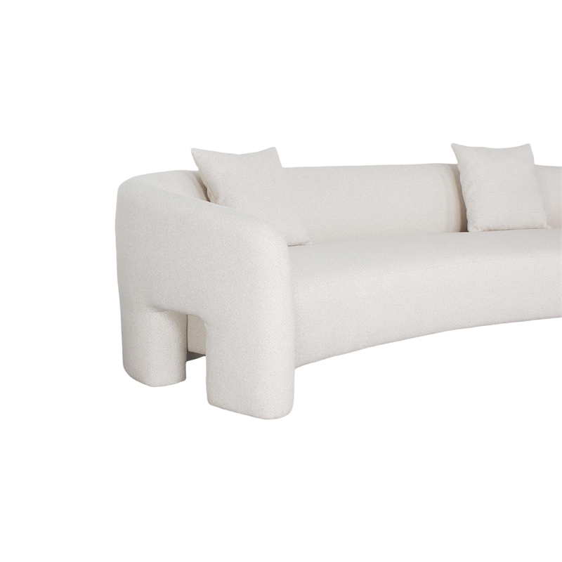 3-Piece Modern Sylvia Tweed Sofa & 2 Accent Chairs with Accent Pillows in Angora